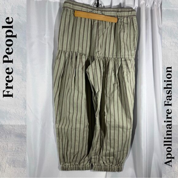 FREE PEOPLE ELLIE STRIPPED PULL ON PANTS MINT COMBO MEDIUM NEW - Picture 6 of 8